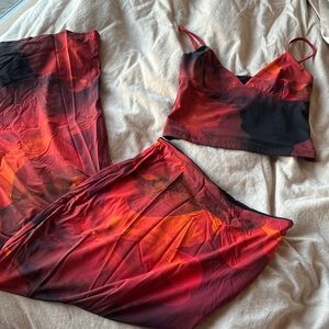 Red and Black Two-Piece Set